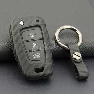 Para Hyundai Accent Santa Fe Cruz SE Fibra de Carbono Abatible Coche Llavero Estuche Soporte - Imagen 1 de 9