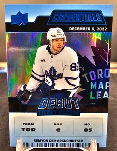2022-23 UD Credentials Semyon Der-Arguchintsev Debut Ticket Blue Rookie 32/99 - Picture 1 of 2