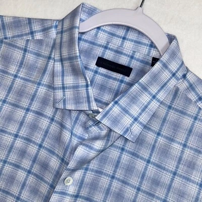 Camisa Zachary Prell Para Hombres L Abotonada Azul A Cuadros Manga Corta Informal Clásica Foto 1 de 4