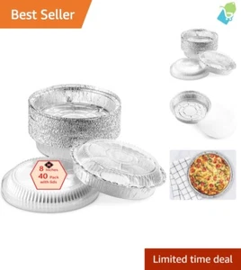 Aluminum Foil Pans with Lids – 8-Inch Round for Baking & Meal Prep - 40 Pack - Picture 1 of 9