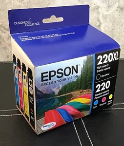 Combo de cartuchos de tinta Epson genuinos T220XL-BCS 220XL 220 CAJA AL POR MENOR caducidad 06.2020 - Imagen 1 de 4