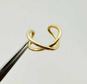 14K Solid Yellow Gold SINGLE Small Lightweight Infinity Ear Cuff Earring - Picture 1 of 14