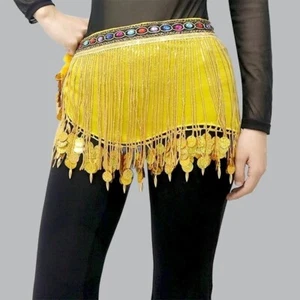 Costume danza del ventre strass perline paillettes frange anca sciarpa cintura avvolgente 10 colori - Foto 1 di 26