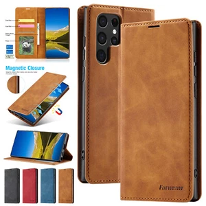 Magnetic Leather Wallet Case For Samsung S24 S23 S22 S21 S20 Note20 Ultra A14A73 - Picture 1 of 51