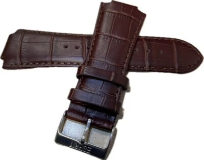 Uhrenarmband Lederarmband Braun Kroko Optik 17 mm Bandanstoß 101710 BKO - Bild 1 von 2