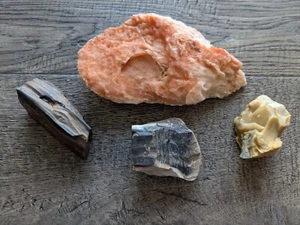 Lot of 4 Rare Unknown Rocks Some Flint - Picture 1 of 15