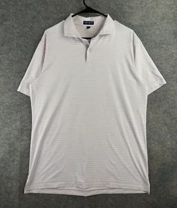 Camisa polo Peter Millar para hombre grande blanca a rayas peso pluma - Imagen 1 de 7