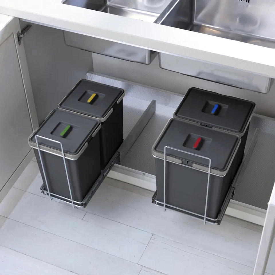 Abfallsammler GROUND Abfalltrennsystem ausziehbar Müllauszug für Bodenmontage - Bild 1 von 4