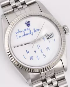 Rolex Datejust 36mm White "Who Cares" Dial Watch 16014 Steel / 18K Gold Jubilee - Picture 1 of 11
