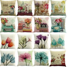 Watercolor Cushion Cover Pillow Case Cotton Flax Retro Sofa Home Decor 45 x 45cm