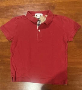 AUTH Burberry Red Polo Shirt Kids 7 Y - Picture 1 of 6