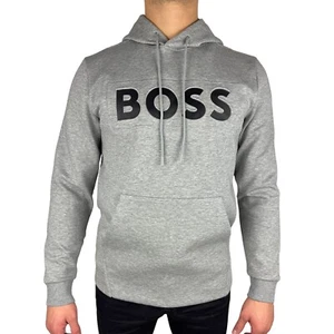 BOSS Mens Hoodie Grey Pullover With Logo - Soody 1 - Picture 1 of 8