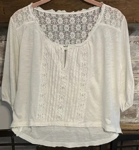 VINTAGE Y2K Abercrombie Kids sz S White Lace Babydoll Top Bella - Picture 1 of 2