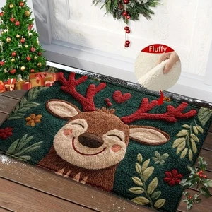 Christmas Door Foot Mat Red Santa Claus Outdoor and indoor Gingerbread  Carpet - Picture 1 of 12