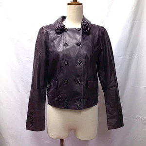 LOUIS VUITTON Authentic Women's Leather Jacket Purple Lambskin Short Length - Picture 1 of 10