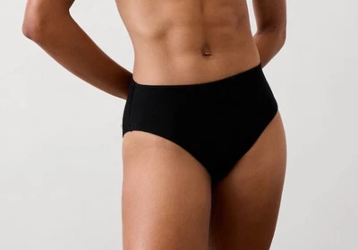 Athleta XS High Waist Pique Swim Bottom Black Full Seat Bikini Bottoms NEW - Image 1 of 3