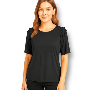 Neu After Market Anthropologie schwarz Rüschenärmel Bluse Boho Cottagecore Top S - Bild 1 von 7