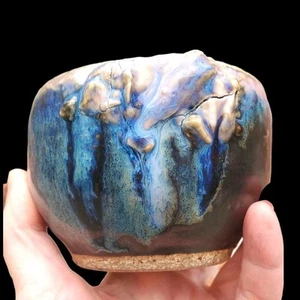 Blue Glacier Tea Bowl Cup Yunomi Handmade Ceramic Pottery Porcelain Stoneware - Picture 1 of 15