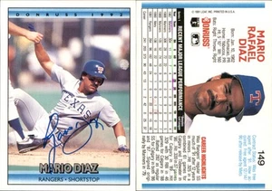 Mario Diaz Signed 1992 Donruss #149 Card Texas Rangers Auto AU Autograph Den - Picture 1 of 1