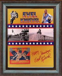 ¡Póster de salto Evel Knievel Orange County 1974! Arte de acrobacias raro de Daredevil - Imagen 1 de 4