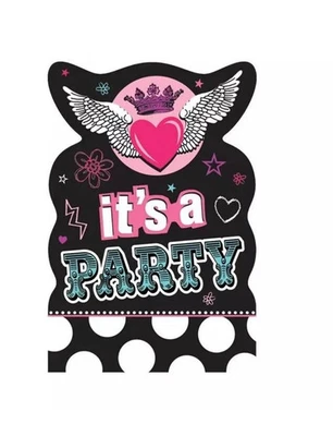 Rocker Princess Polka Dot Rock Star Kids Birthday Party Invitations w/Envelopes - Image 1 of 3