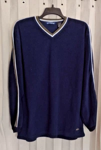 Vintage Quiksilver Sweatshirt Y2K Grunge Blue Striped Pullover V-Neck Mens XL - Picture 1 of 4