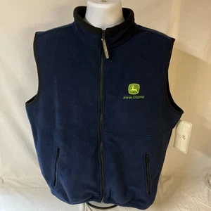 Colorado Trading Fleece Vest Mens Large Blue Embroidered John Deere Logo NWT FS! - Picture 1 of 12