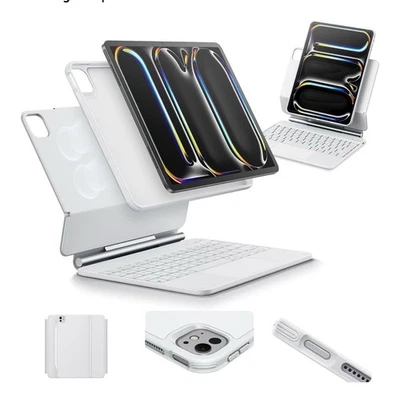 ESR Rebound Magnetic Keyboard Case 360 For iPad Pro 11 5th Gen US Layout White - Image 1 of 4