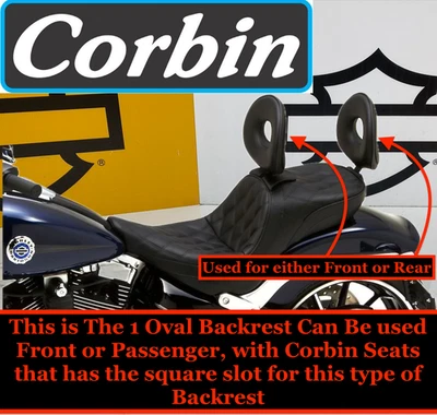 Corbin Motorcycle Seats #02-SB Standard Ovalbac Backrest Harley Honda Yamaha - Image 1 of 4