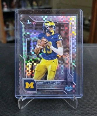 Bryce Underwood 2025 Bowman Chrome University Football 1st X-Fractor Wolverines - Image 1 of 2