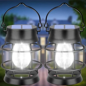 2 Pack Solar Lantern Lights Outdoor Waterproof Metal Hanging Solar Lights for... - Picture 1 of 7