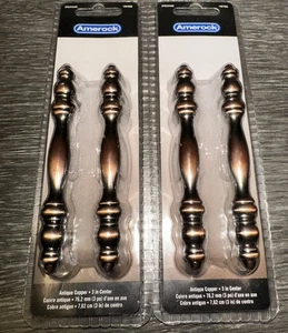 4 Vintage Amerock Cabinet Drawer Pull Handle Copper Tone 3" Centers 4.25" Long - Picture 1 of 5