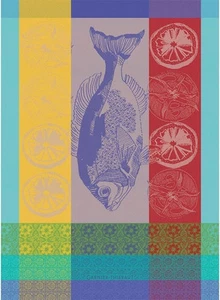 Garnier Thiebaut, Plancha Turquoise Woven French Kitchen / Tea Towel, 100... - Picture 1 of 1