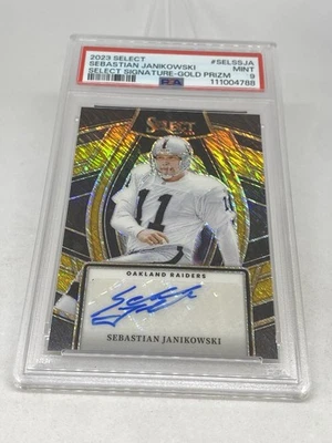 2023  GOLD Prizm Sebastian Janikowski 6/10 Auto MINT RAIDERS  PSA 9 MINT POP 1 - Image 1 of 4