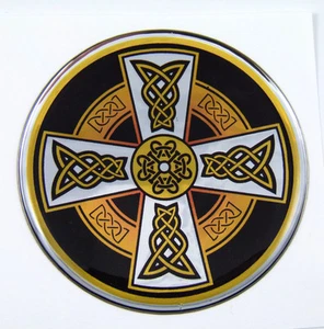 Celtic Cross D1 Emblem domed decal on chrome milar Bike Motorcycle Car 62mm - Foto 1 di 3