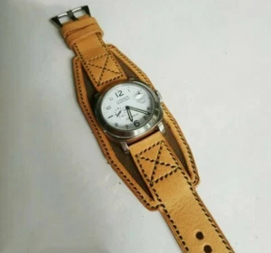 22/22, 75/135 mm Hecho a mano Piloto Paquete Italiano de Cuero/Lona Correa de Reloj. - Imagen 1 de 3