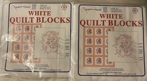 Two Sets Of Jack Dempsey Stamped White Quilt Blocks Cardinal on Dogwood - Picture 1 of 3