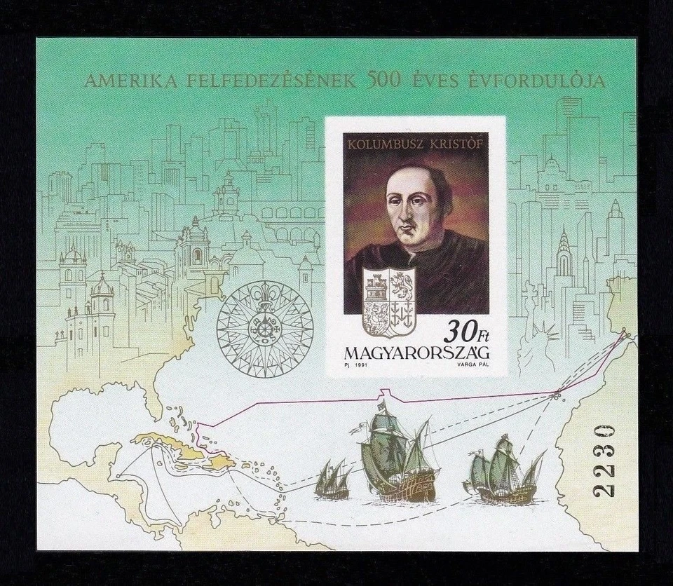 HUNGARY 1991 - Discovery of America. Columbus. S.Sheet. MNH. Imperf. €75 - Image 1 of 1