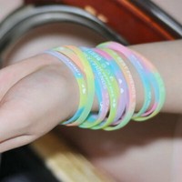 Wholesale Mix Lots 100pcs Glow in the Dark Silicone Bands Luminous Bracelets