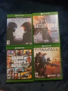 Lot of 4 Xbox One Games Halo 5, GTA 5, Titanfall, Battlefield 1 - Picture 1 of 7
