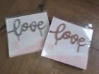 2 X Sparkly Love Cake Toppers Rose Gold Copper Silver New Sealed