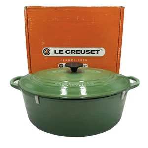 Le Creuset Cast Iron Oval Casserole Dutch Oven FENNEL Green 6.75 Qt 31 Cm NEW - Picture 1 of 20