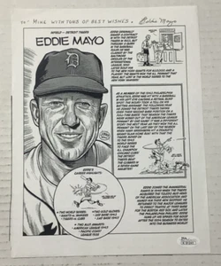 Eddie Mayo signed Detroit Tigers 8.5x11 autographed Print JSA COA - Picture 1 of 3