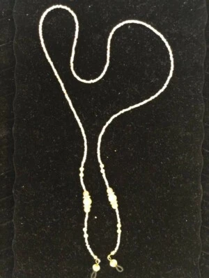 Anteojos/Gafas de Sol Cordón Soporte Cuentas, Hecho a Mano, Marfil, Multicolor, 29"  Foto 1 de 4