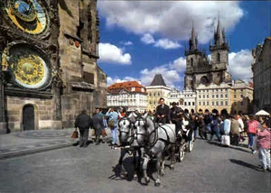 Pferde Kutsche Fuhrwerk Motiv-PK Kutschen & Gespann, Altstadt Prag, Praha, color - Picture 1 of 2