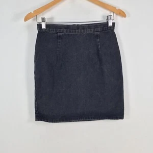 Vila womens denim skirt size XS black pencil cotton zip 062588 - Picture 1 of 10