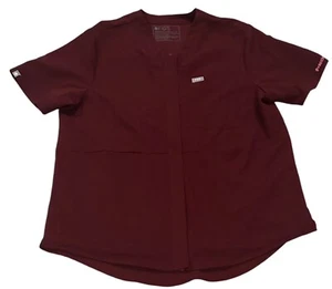 Figs Scrub Top Womens Size Small Cranberry Full Zip Front Embroidered Logo - Picture 1 of 6