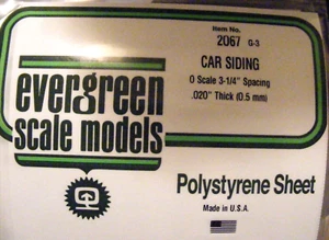 Evergreen Styrene #2067 Car Siding 6"x 12", 3 1/4" Spacing - Picture 1 of 1