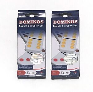 Two Sets Cardinal Games Double Six Dominoes Kids Size Color Dot Dominos Complete