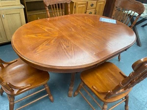 Solid Wood Retro Extendable Dining Table and 4 chairs - Picture 1 of 19